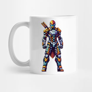 Cyberpunk Medieval Knight - Futuristic Armor Pixel Art Mug